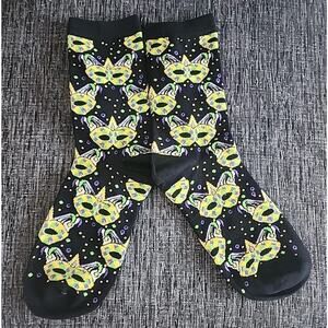 NEW 2026 Black Novelty Masked Socks New Orleans Mardi Gras Krewe Favor fa9738